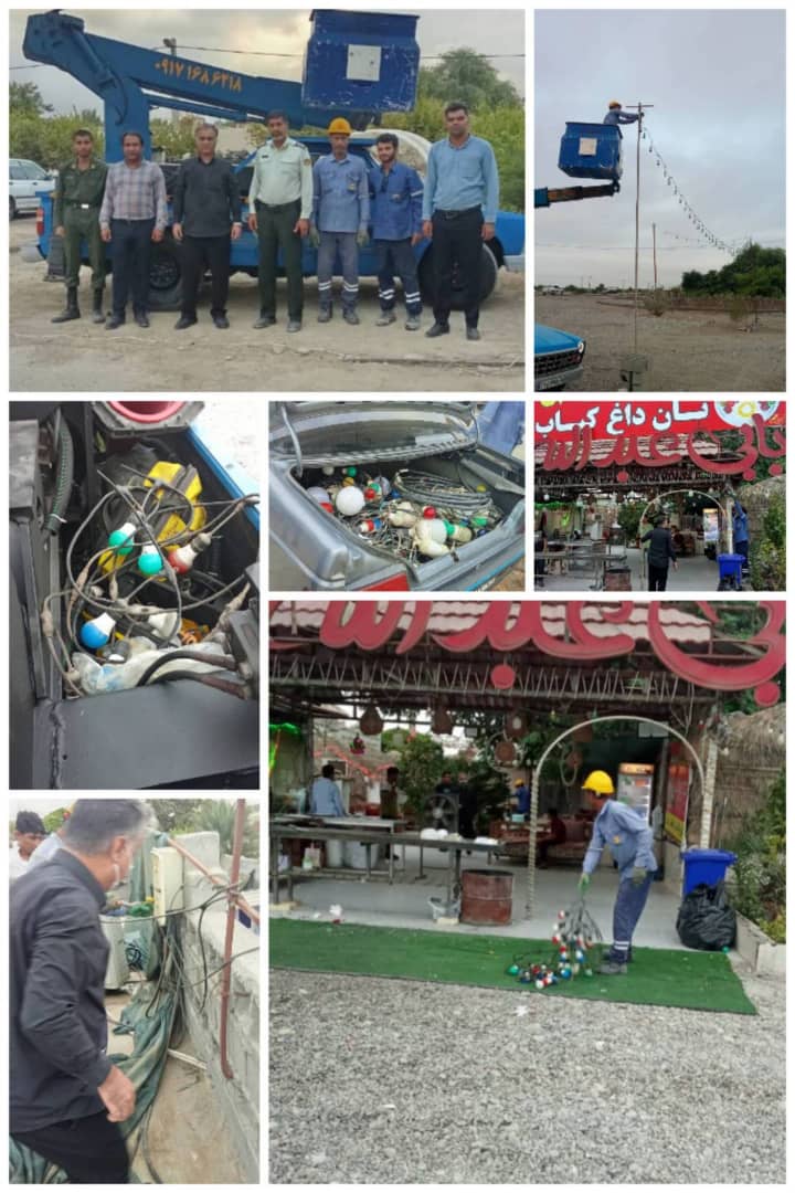 جمع‌آوری لامپ‌های ریسه‌ای از کبابی‌های جلابی بندرعباس