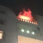 مصدومیت یک نفر در آتش‌سوزی طبقه پنجم